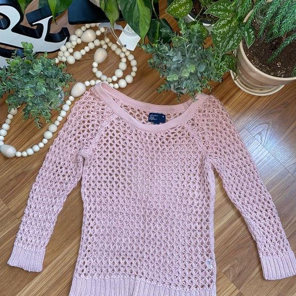 AMERICAN EAGLE AE 3/4 sleeve MESH SHEER sweater size XS Soft Girl Aesthetic - Picture 4 of 6